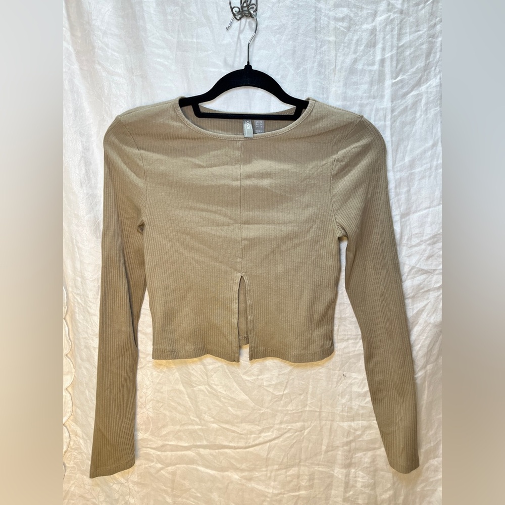 ASOS Tan Long Sleeve Crop Top